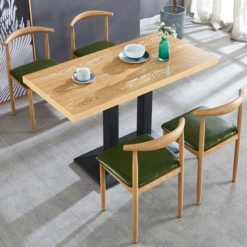 Contemporary Style Metal Kitchen Chairs Set Open Back Side PU Leather Chair