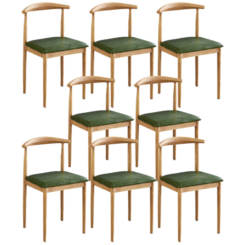 Contemporary Style Metal Kitchen Chairs Set Open Back Side PU Leather Chair