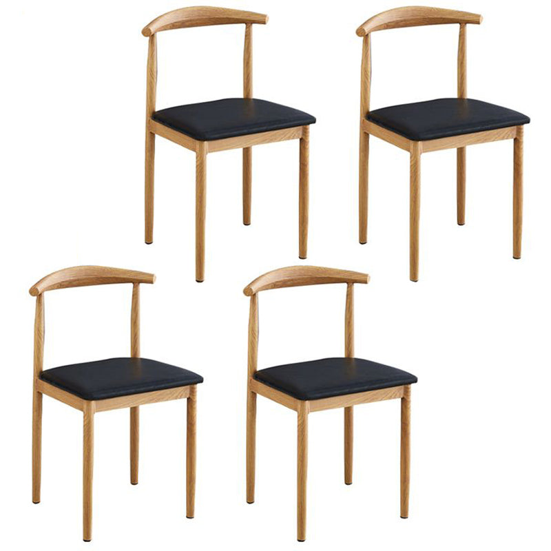 Contemporary Style Metal Kitchen Chairs Set Open Back Side PU Leather Chair