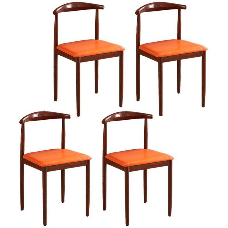 Contemporary Style Metal Kitchen Chairs Set Open Back Side PU Leather Chair