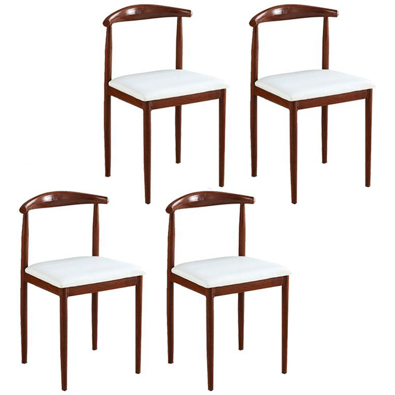 Contemporary Style Metal Kitchen Chairs Set Open Back Side PU Leather Chair
