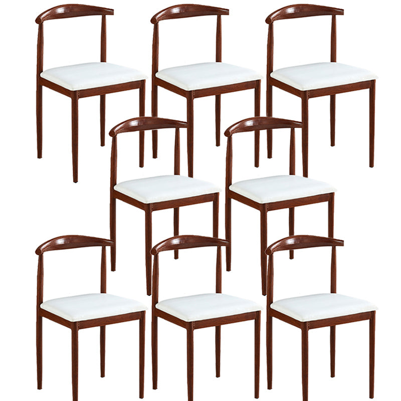 Contemporary Style Metal Kitchen Chairs Set Open Back Side PU Leather Chair