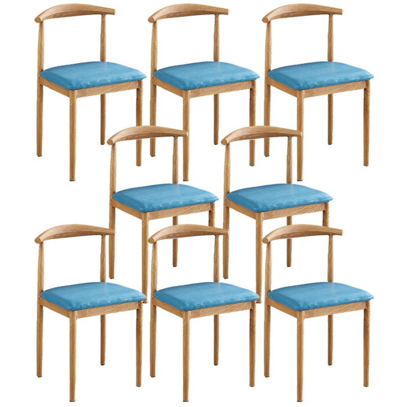Contemporary Style Metal Kitchen Chairs Set Open Back Side PU Leather Chair