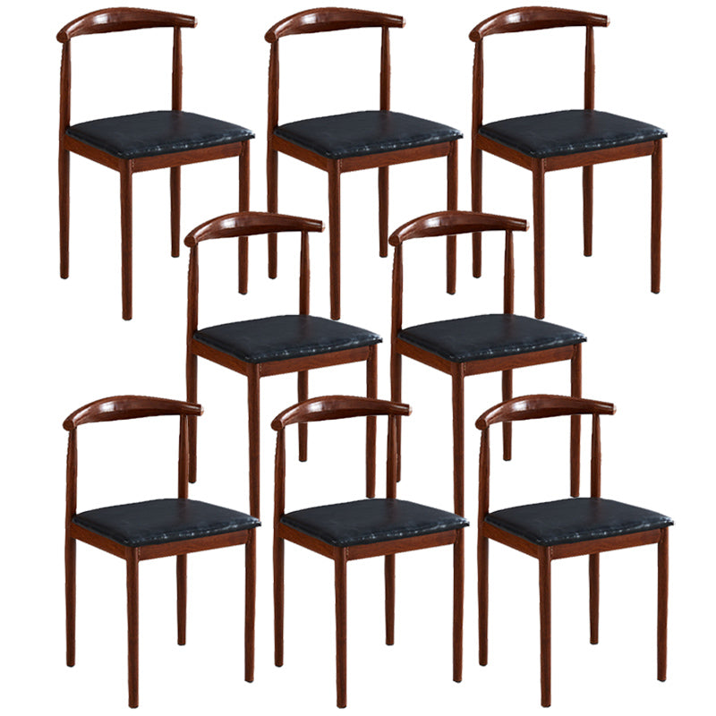 Contemporary Style Metal Kitchen Chairs Set Open Back Side PU Leather Chair