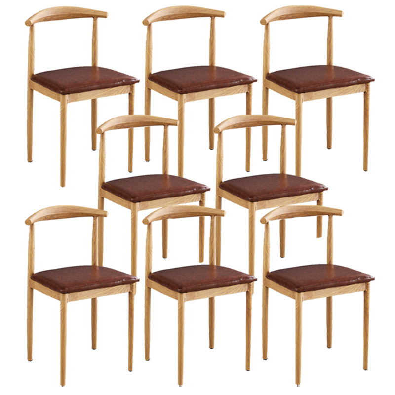 Contemporary Style Metal Kitchen Chairs Set Open Back Side PU Leather Chair