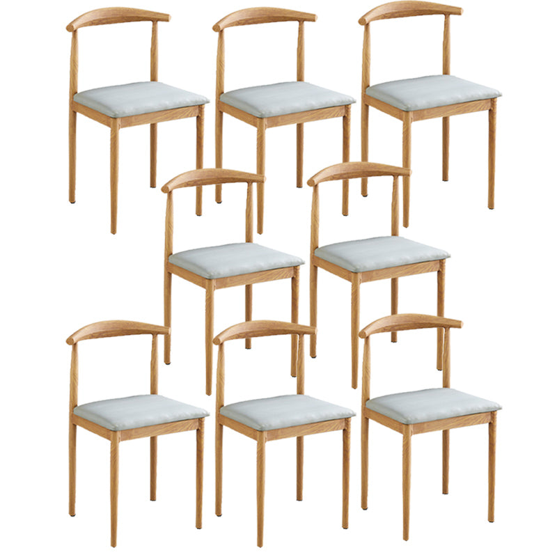 Contemporary Style Metal Kitchen Chairs Set Open Back Side PU Leather Chair