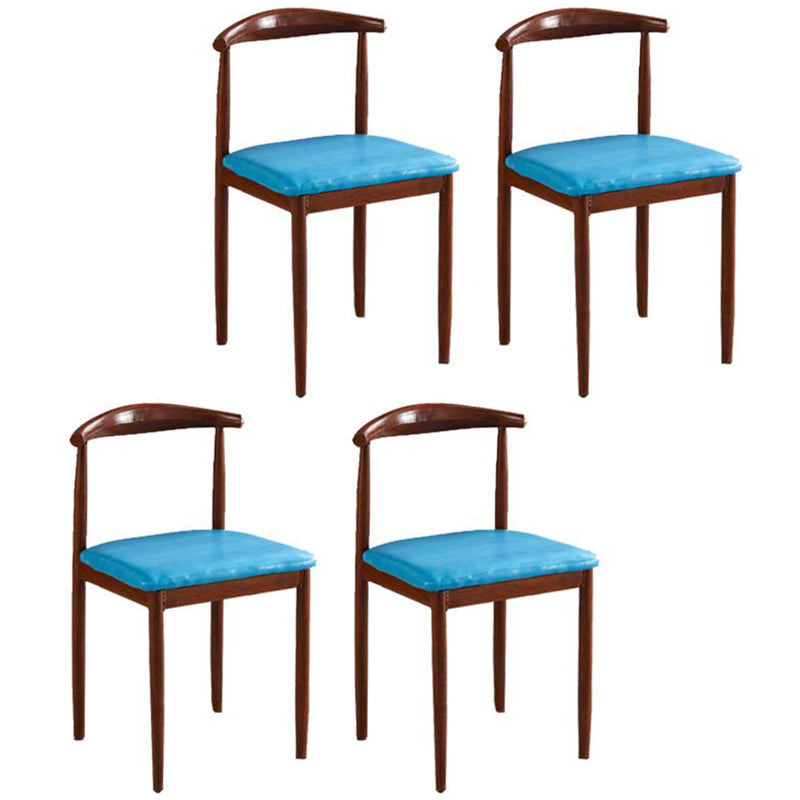 Contemporary Style Metal Kitchen Chairs Set Open Back Side PU Leather Chair