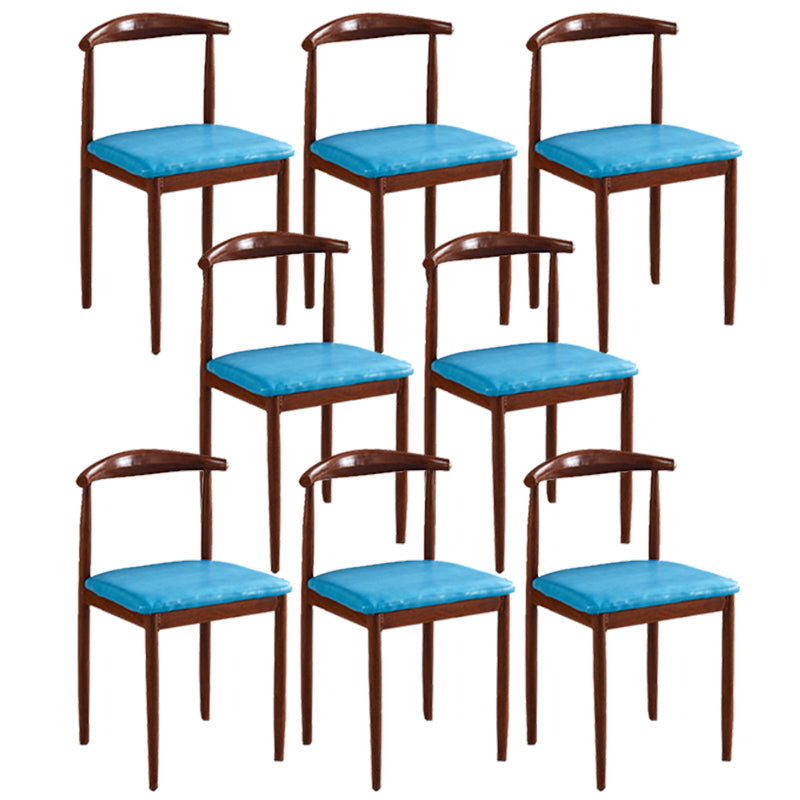 Contemporary Style Metal Kitchen Chairs Set Open Back Side PU Leather Chair