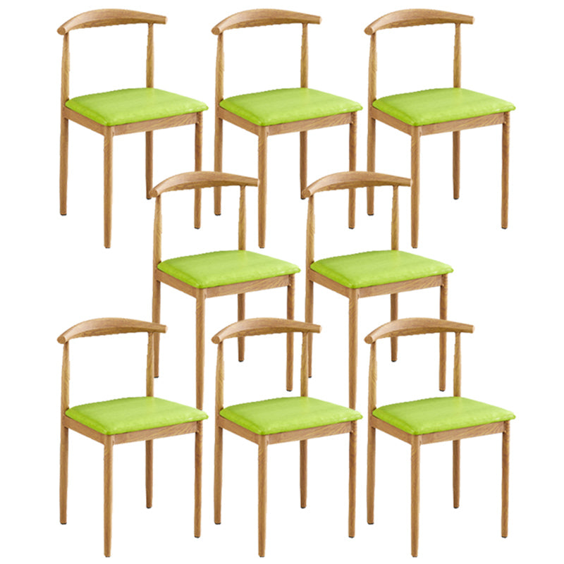 Contemporary Style Metal Kitchen Chairs Set Open Back Side PU Leather Chair