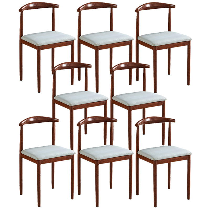 Contemporary Style Metal Kitchen Chairs Set Open Back Side PU Leather Chair