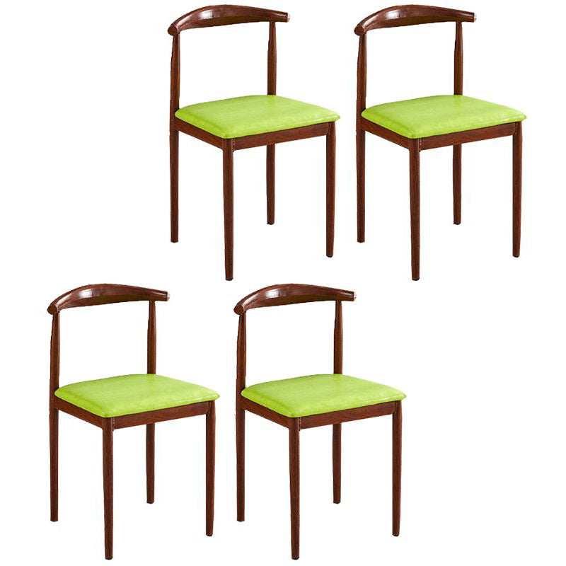 Contemporary Style Metal Kitchen Chairs Set Open Back Side PU Leather Chair