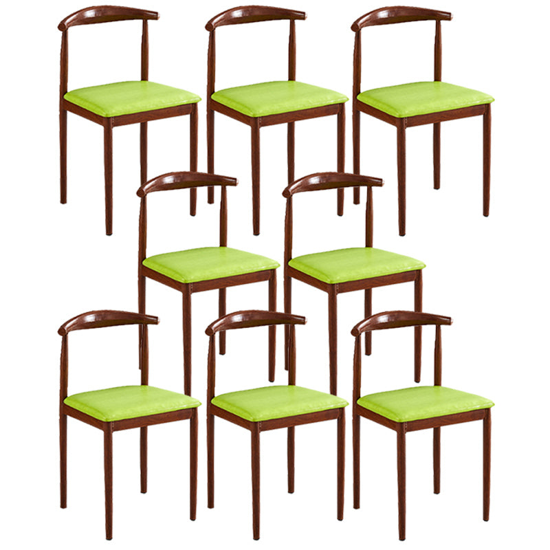 Contemporary Style Metal Kitchen Chairs Set Open Back Side PU Leather Chair