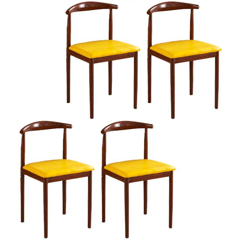 Contemporary Style Metal Kitchen Chairs Set Open Back Side PU Leather Chair