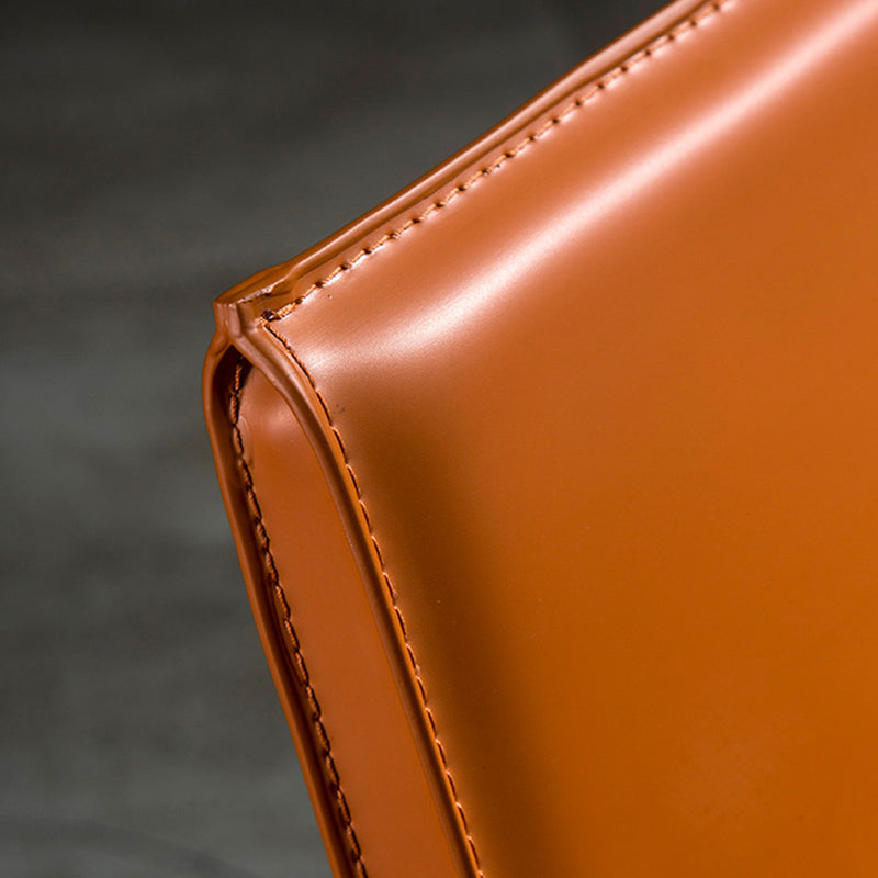 Minimalist Style Leather Dining Chair Solid Back Arm Dining Side Chair for Home