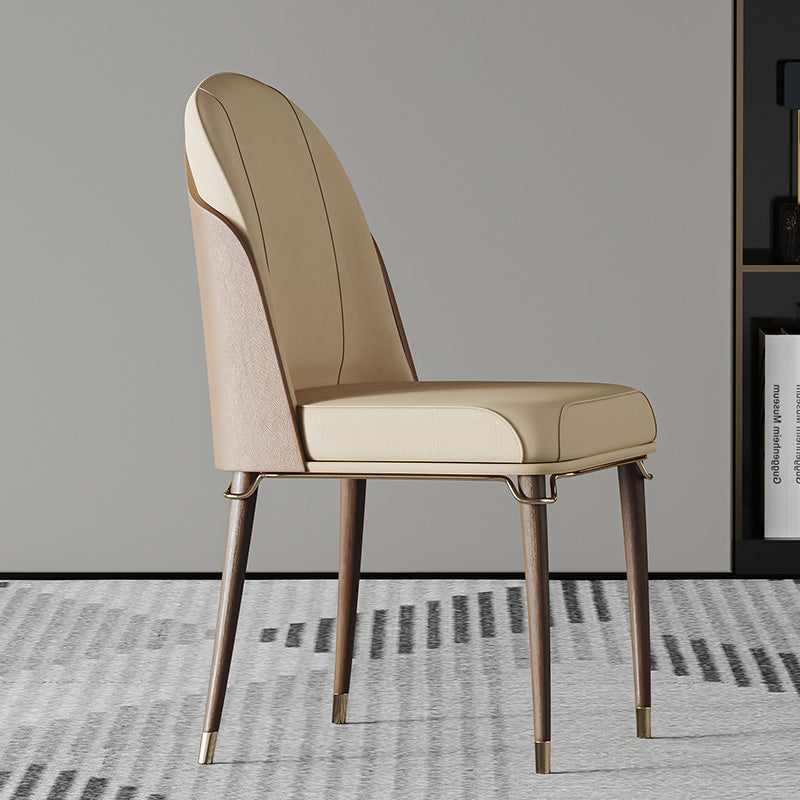 Contemporary Style Ash Wood Chairs Solid Back Side Dining Kitchen Chair Set
