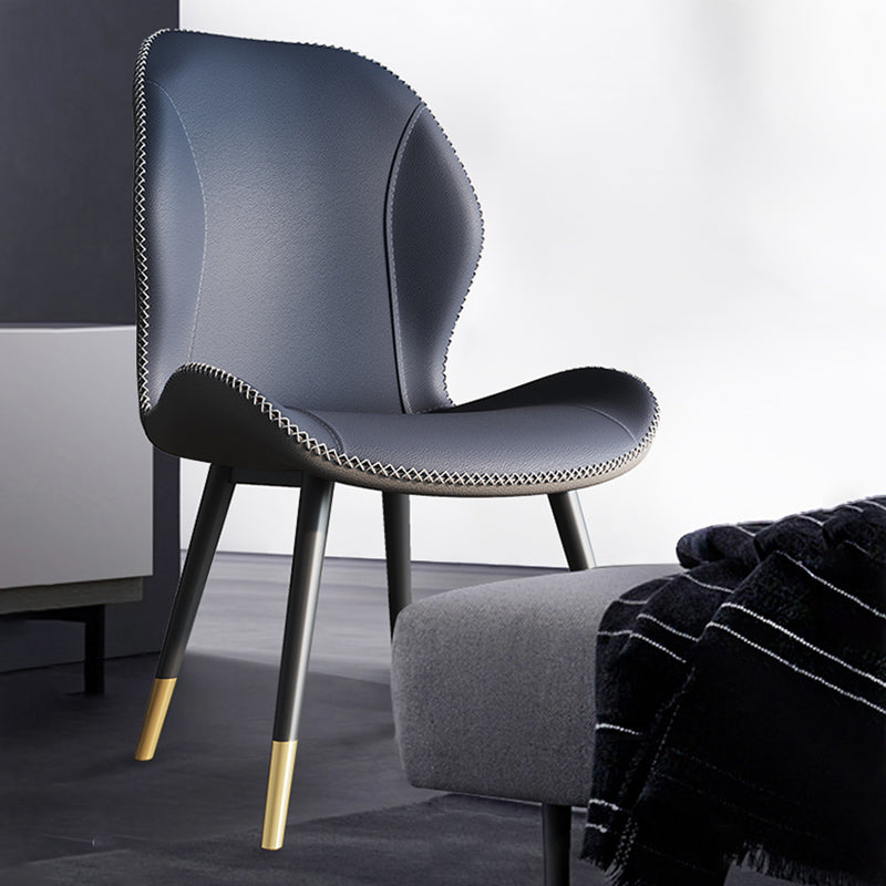 Scandinavian Style Wingback Side Chair Leather Dining Armless Chairs for Kitchen