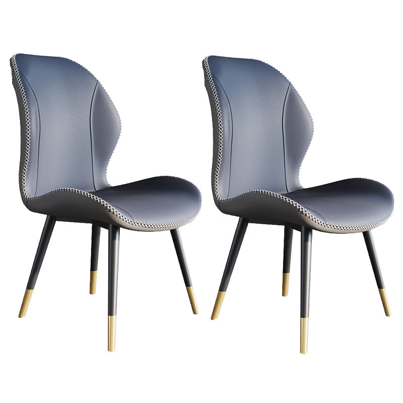 Scandinavian Style Wingback Side Chair Leather Dining Armless Chairs for Kitchen
