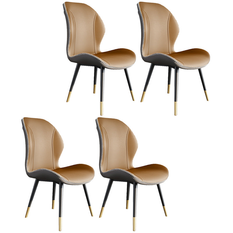 Scandinavian Style Wingback Side Chair Leather Dining Armless Chairs for Kitchen