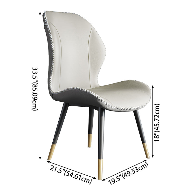 Scandinavian Style Wingback Side Chair Leather Dining Armless Chairs for Kitchen