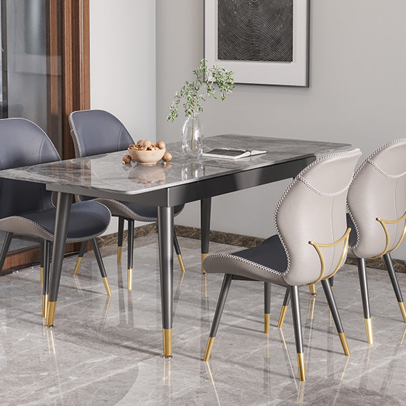 Scandinavian Style Wingback Side Chair Leather Dining Armless Chairs for Kitchen