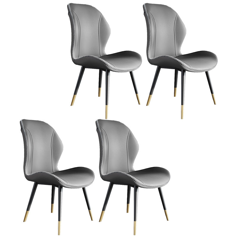 Scandinavian Style Wingback Side Chair Leather Dining Armless Chairs for Kitchen