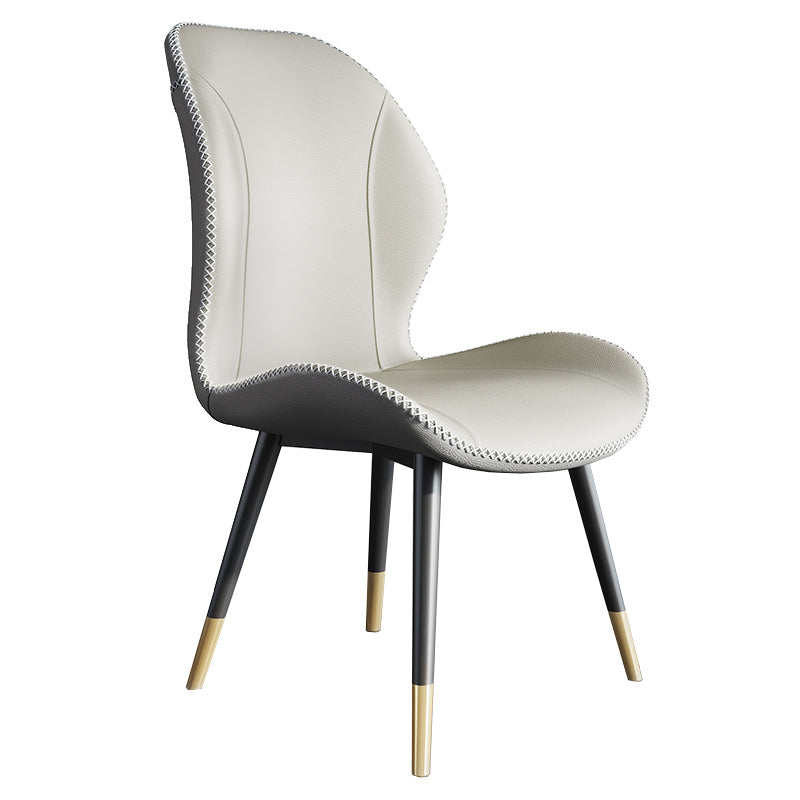 Scandinavian Style Wingback Side Chair Leather Dining Armless Chairs for Kitchen