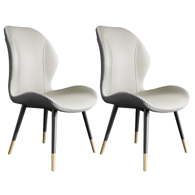 Scandinavian Style Wingback Side Chair Leather Dining Armless Chairs for Kitchen