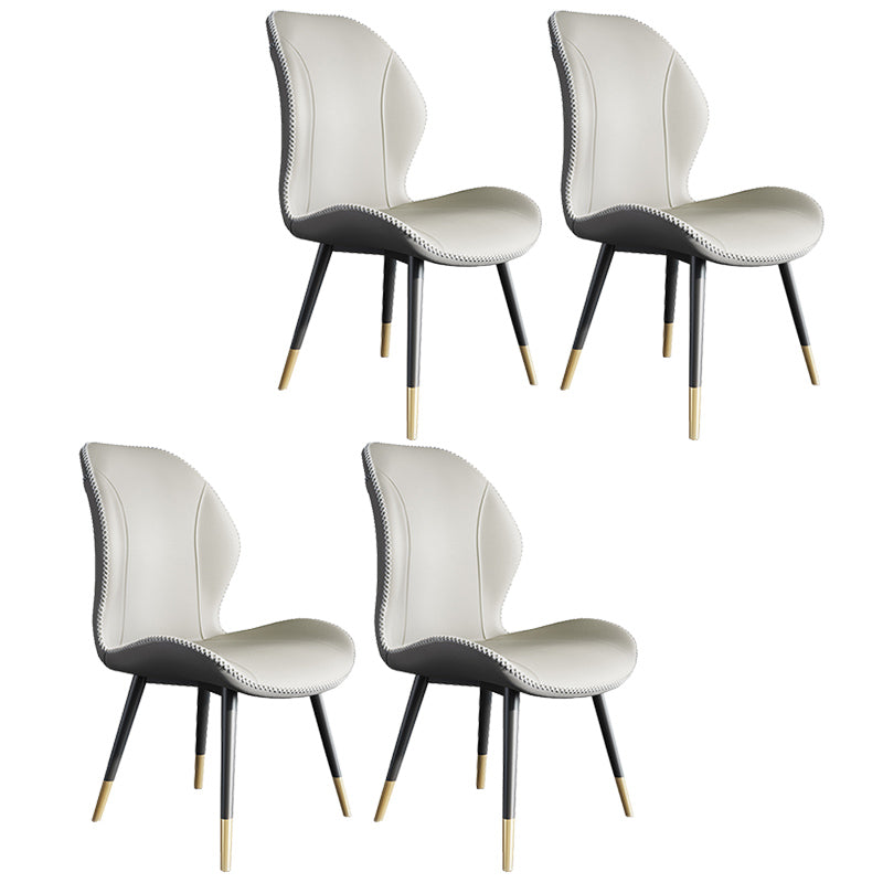Scandinavian Style Wingback Side Chair Leather Dining Armless Chairs for Kitchen