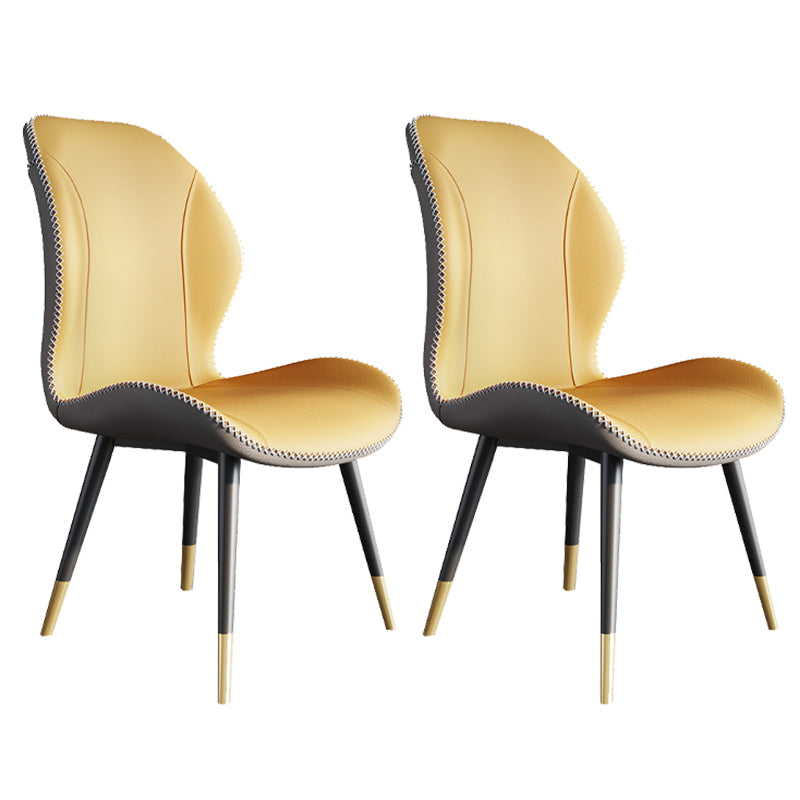 Scandinavian Style Wingback Side Chair Leather Dining Armless Chairs for Kitchen