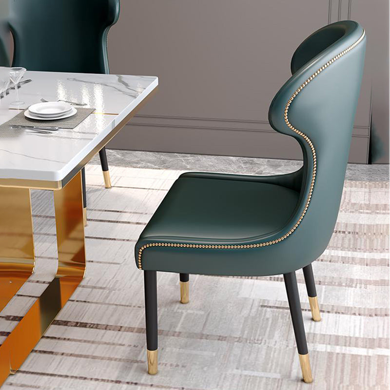Scandinavian Style Wingback Side Chair Leather Dining Armless Chairs for Home Use