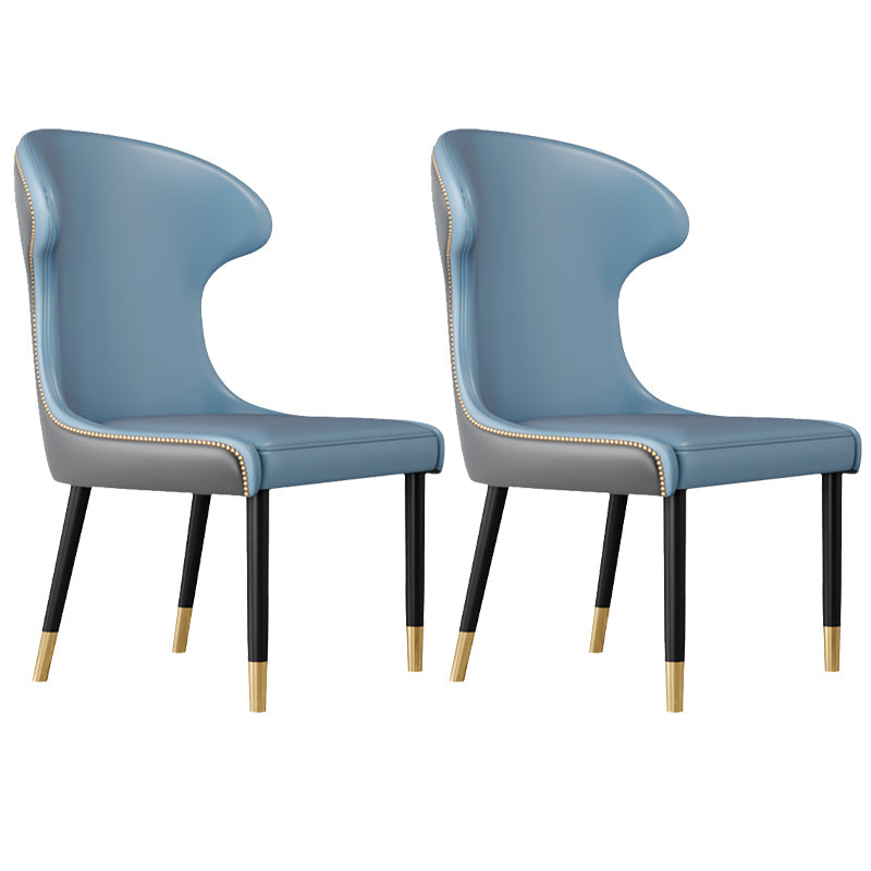 Scandinavian Style Wingback Side Chair Leather Dining Armless Chairs for Home Use