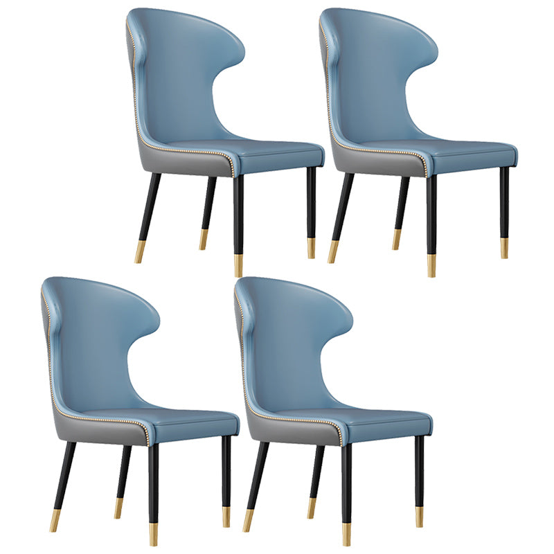 Scandinavian Style Wingback Side Chair Leather Dining Armless Chairs for Home Use