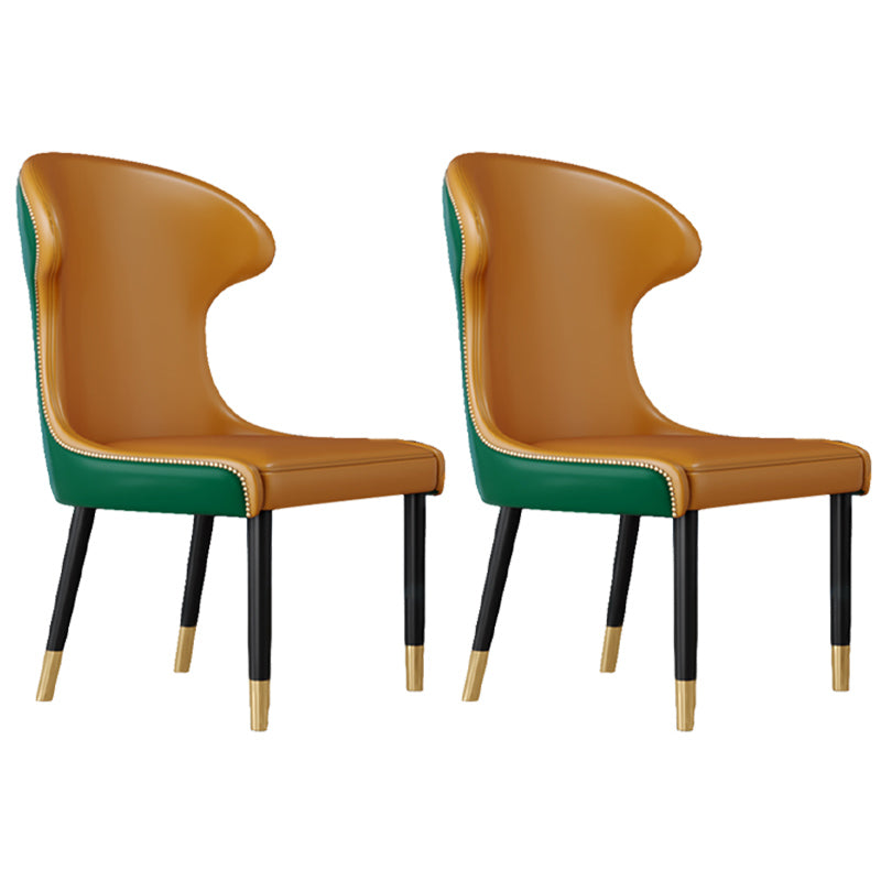 Scandinavian Style Wingback Side Chair Leather Dining Armless Chairs for Home Use