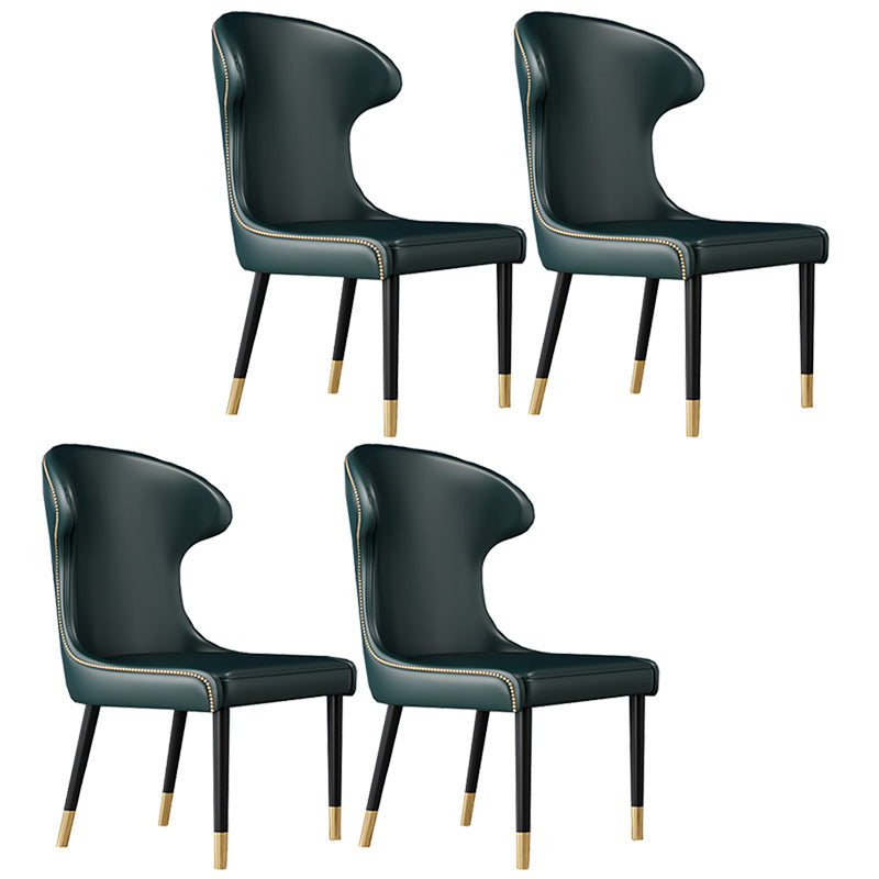 Scandinavian Style Wingback Side Chair Leather Dining Armless Chairs for Home Use