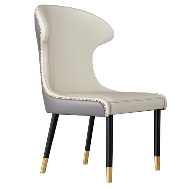 Scandinavian Style Wingback Side Chair Leather Dining Armless Chairs for Home Use