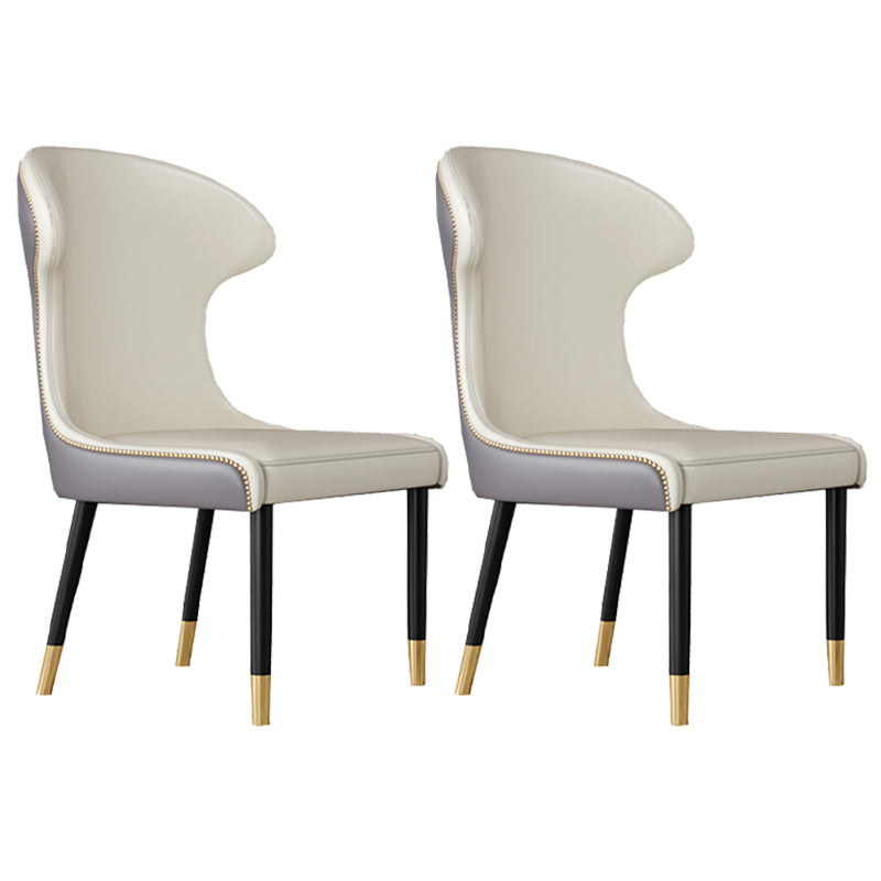 Scandinavian Style Wingback Side Chair Leather Dining Armless Chairs for Home Use