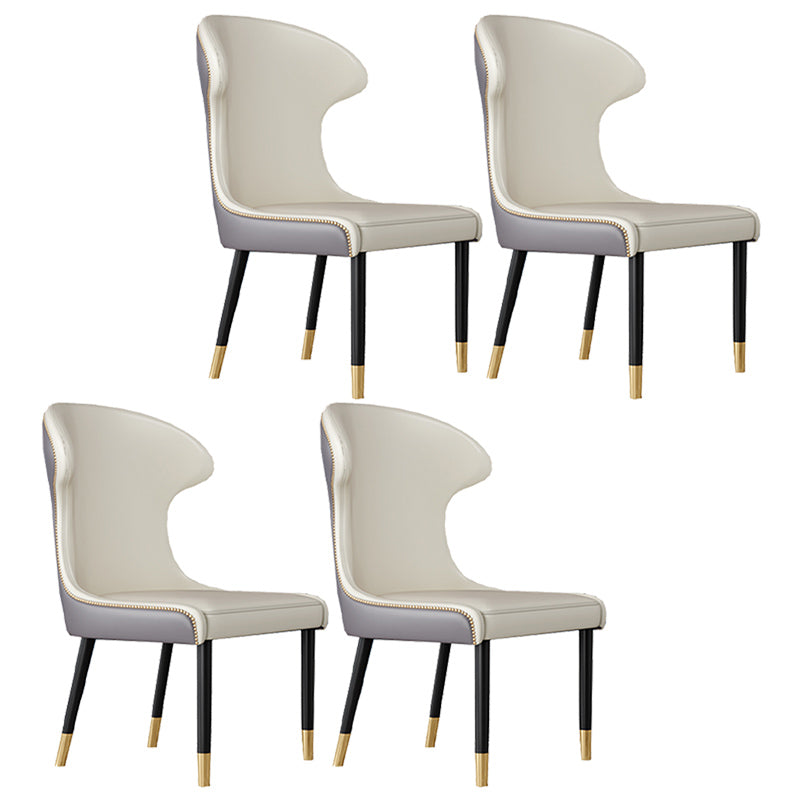 Scandinavian Style Wingback Side Chair Leather Dining Armless Chairs for Home Use