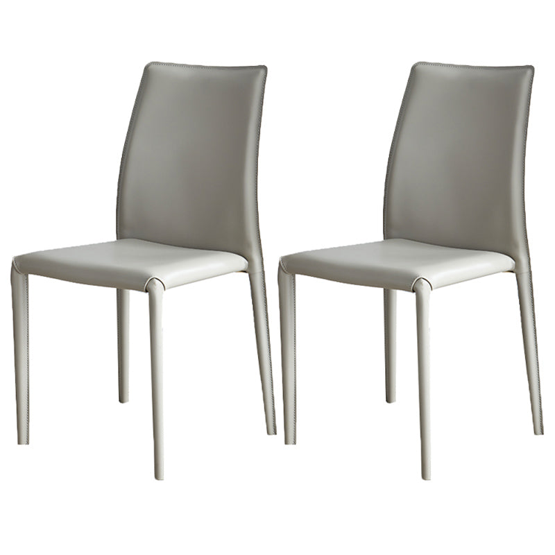 Scandinavian Style Solid Back Dining Chairs Leather Dining Armless Side Chairs