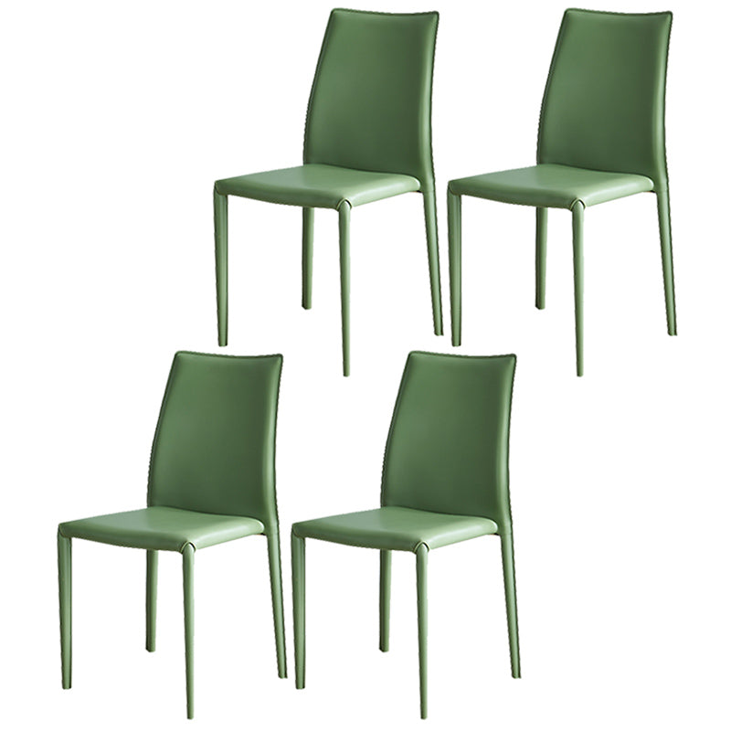 Scandinavian Style Solid Back Dining Chairs Leather Dining Armless Side Chairs