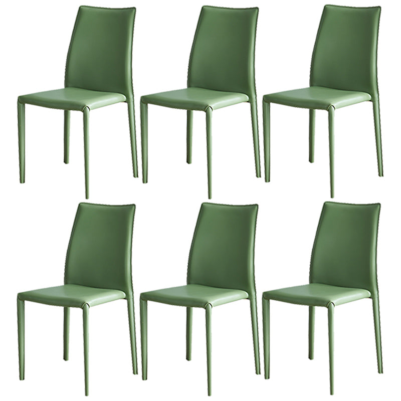 Scandinavian Style Solid Back Dining Chairs Leather Dining Armless Side Chairs