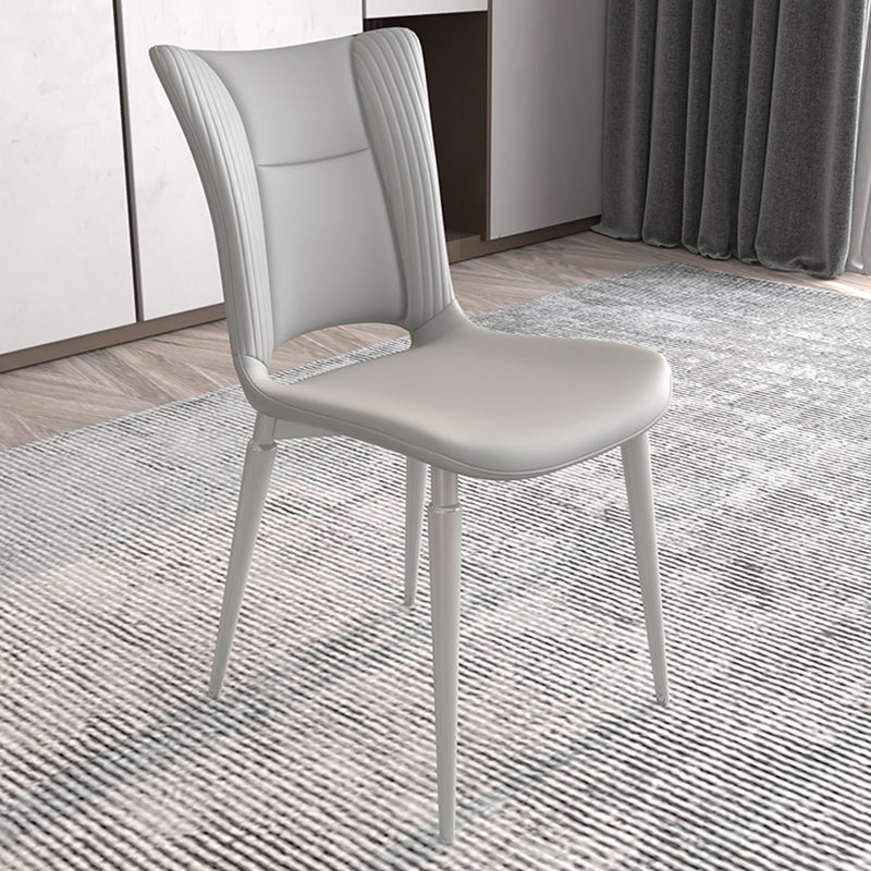 Contemporary Metal Armless Dining Room Chairs Open Back Dining Side Chair for Home Use