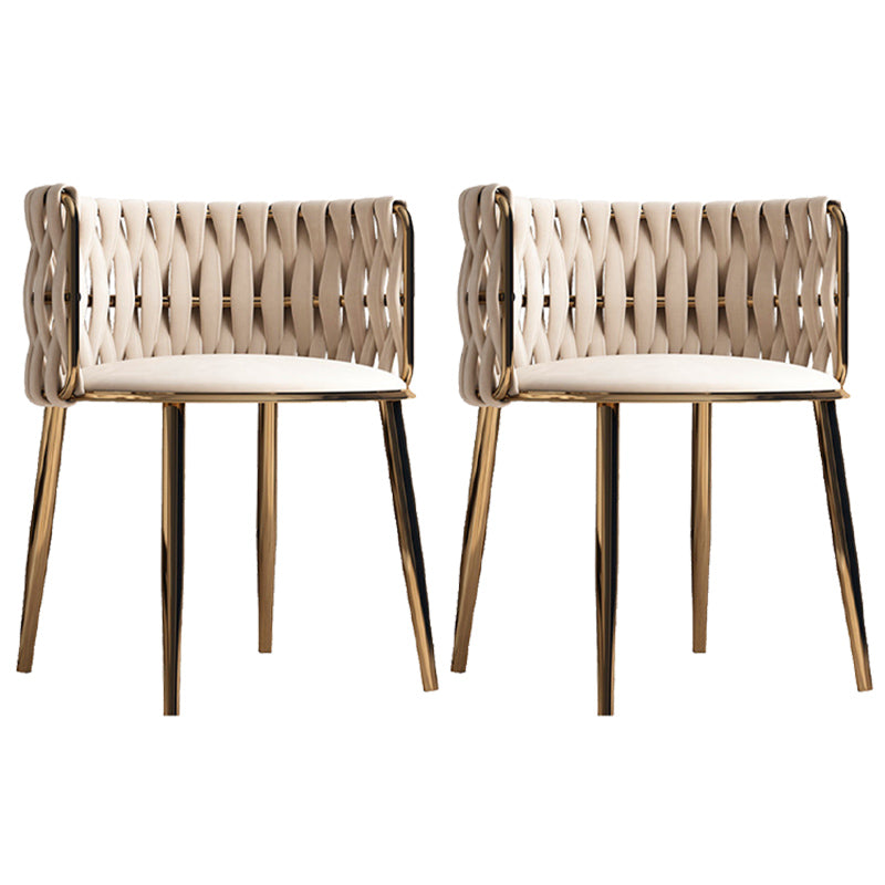 Contemporary Metal Dining Room Armchairs Upholstered Side Chairs for Home Use