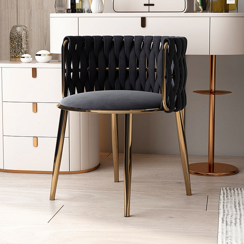 Contemporary Metal Dining Room Armchairs Upholstered Side Chairs for Home Use