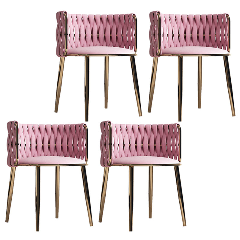 Contemporary Metal Dining Room Armchairs Upholstered Side Chairs for Home Use