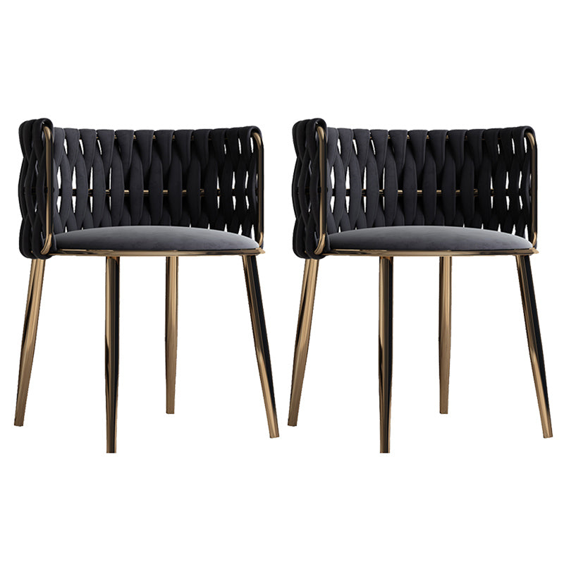 Contemporary Metal Dining Room Armchairs Upholstered Side Chairs for Home Use