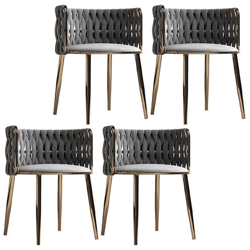 Contemporary Metal Dining Room Armchairs Upholstered Side Chairs for Home Use