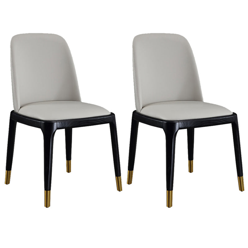 Leather Industrial Restaurant Side Chair Parsons Gray Dining Chair with Black Legs