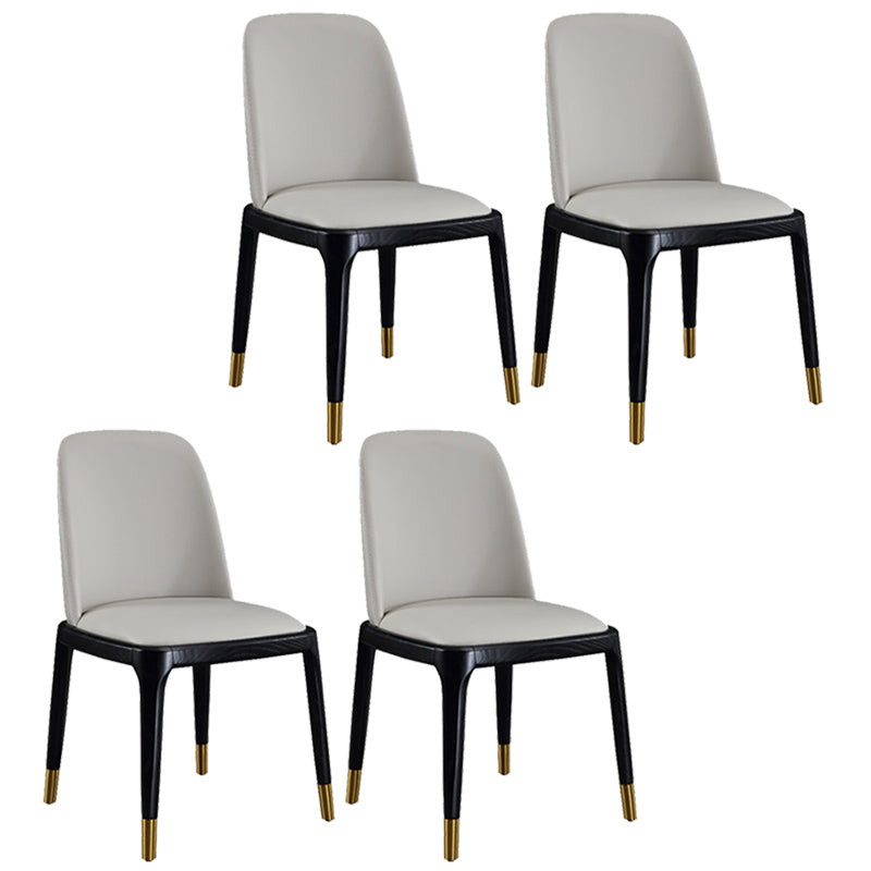 Leather Industrial Restaurant Side Chair Parsons Gray Dining Chair with Black Legs
