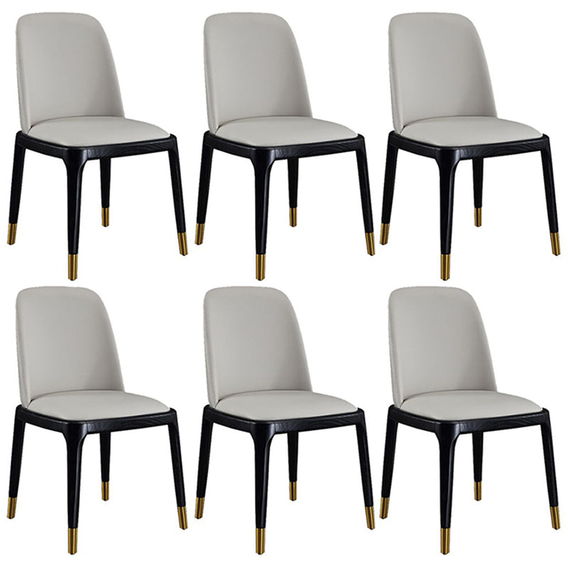 Leather Industrial Restaurant Side Chair Parsons Gray Dining Chair with Black Legs