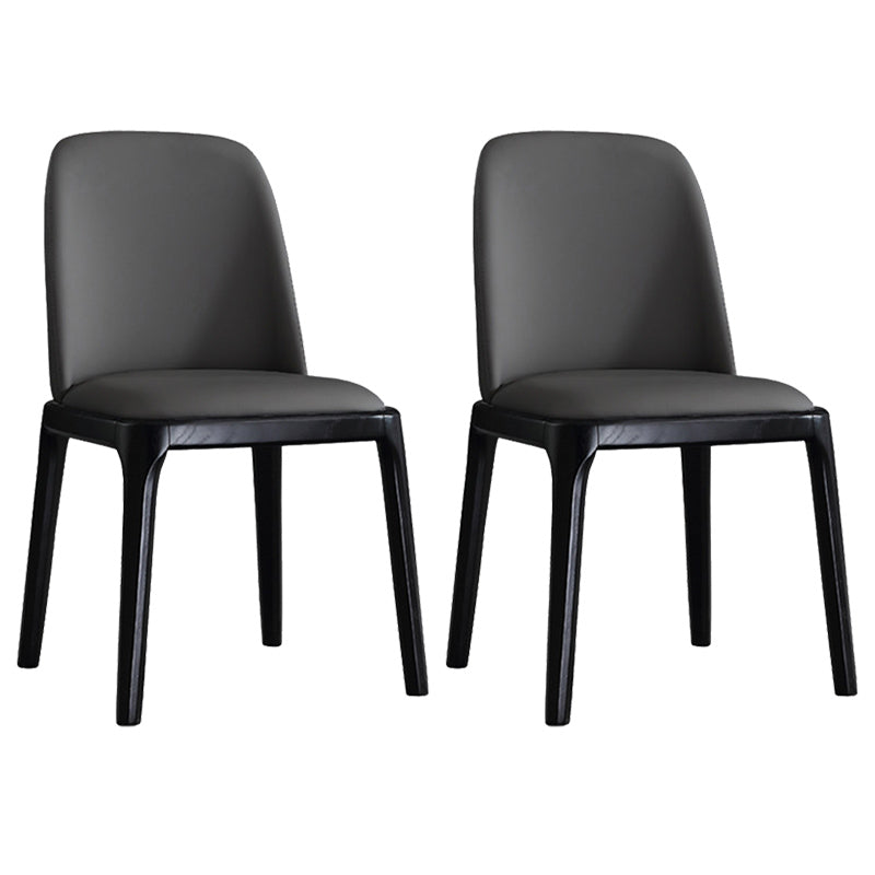 Leather Industrial Restaurant Side Chair Parsons Gray Dining Chair with Black Legs